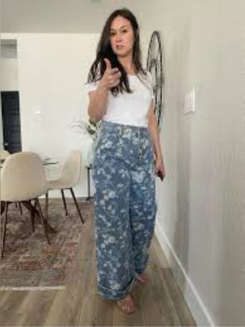 NWT Size 26 - Pilcro The Leon 100% Cotton High-Rise Wide-Leg Jeans Blue Floral - Picture 6 of 12